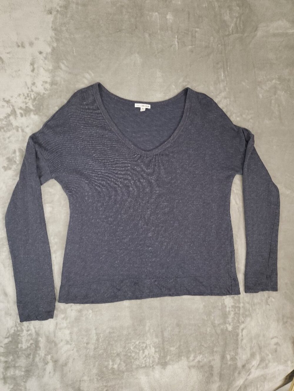 JAMES PERSE Standard Heather Blue Lightweight V-Neck Sweatshirt Top Size 4 - Picture 4 of 5